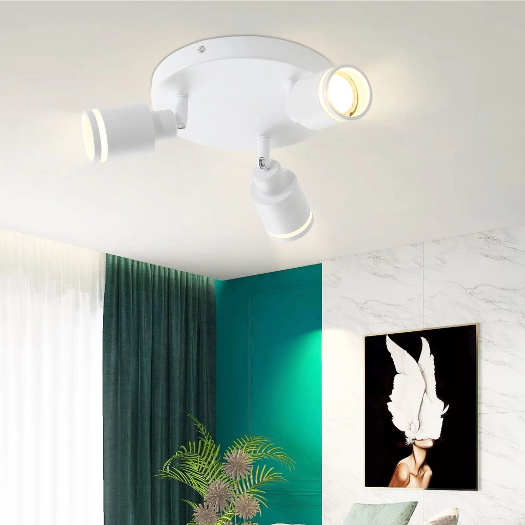 ZMH Faretto da soffitto bianchi 3 luci GU10 metallo orientabili moderni per camera letto sala pranzo senza lampadina