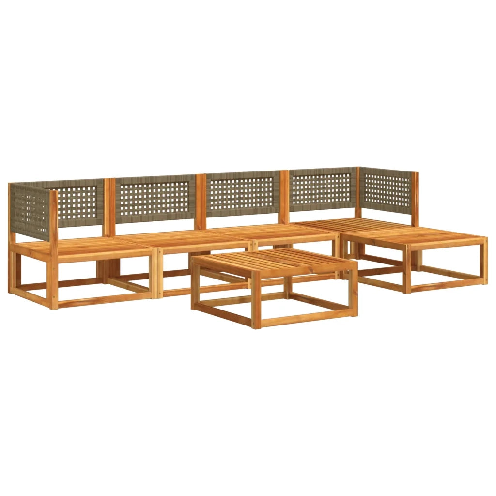 Set di divani da giardino 6 pezzi con cuscini in legno di acacia e rattan
