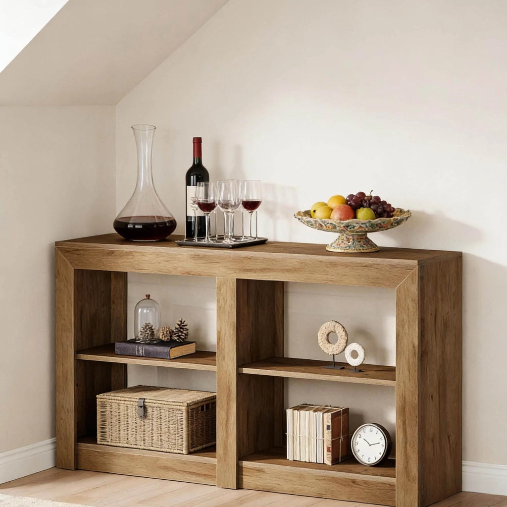 Tavolo consolle a 3 livelli in MDF marrone 150 x 35 x 85 cm
