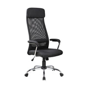 Sedia da ufficio Umeno, Poltrona presidenziale con braccioli, Sedia ergonomica da ufficio, 65x65h126/136 cm, Nero