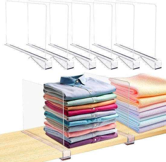 Organizzatore per cassetti 6 pz, pannelli divisi trasparenti in acciaio inossidabile, distributore multifunzionale per librerie, armadi, armadietti, vanità