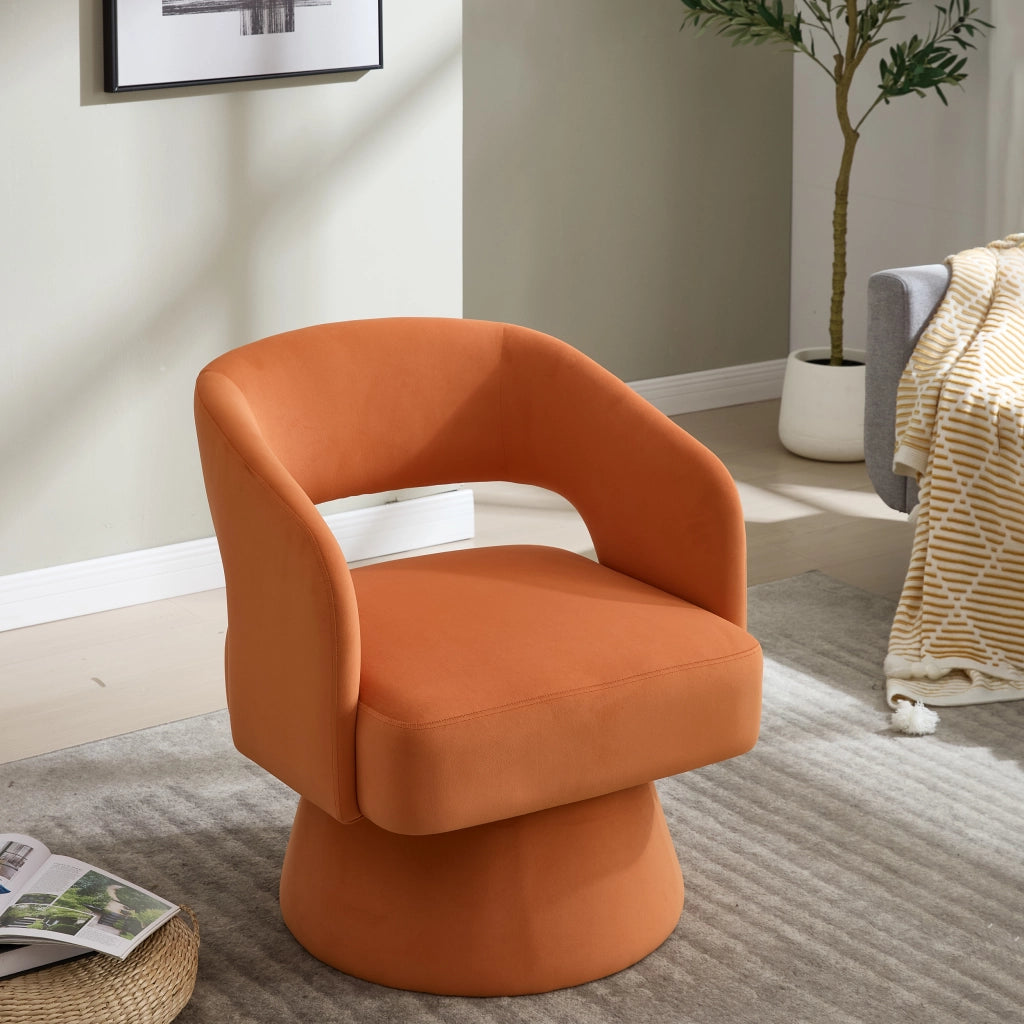 POLTRONA Girevole in Chenille Arancione