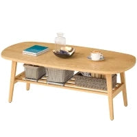 Tavolino Moderno con Ripiano Aperto e Gambe in Legno, Carico Massimo 100 kg, 120x60x42 cm, Legno Naturale