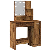 Toeletta | Tavolo da Trucco con LED Legno Antico 86,5x35x136 cm