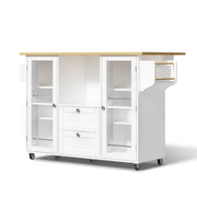 Isola da cucina con piano ribaltabile; 2 cassetti; portaprovette e portasciugamani; per cucina; 120 × 45 (70) × 92 cm