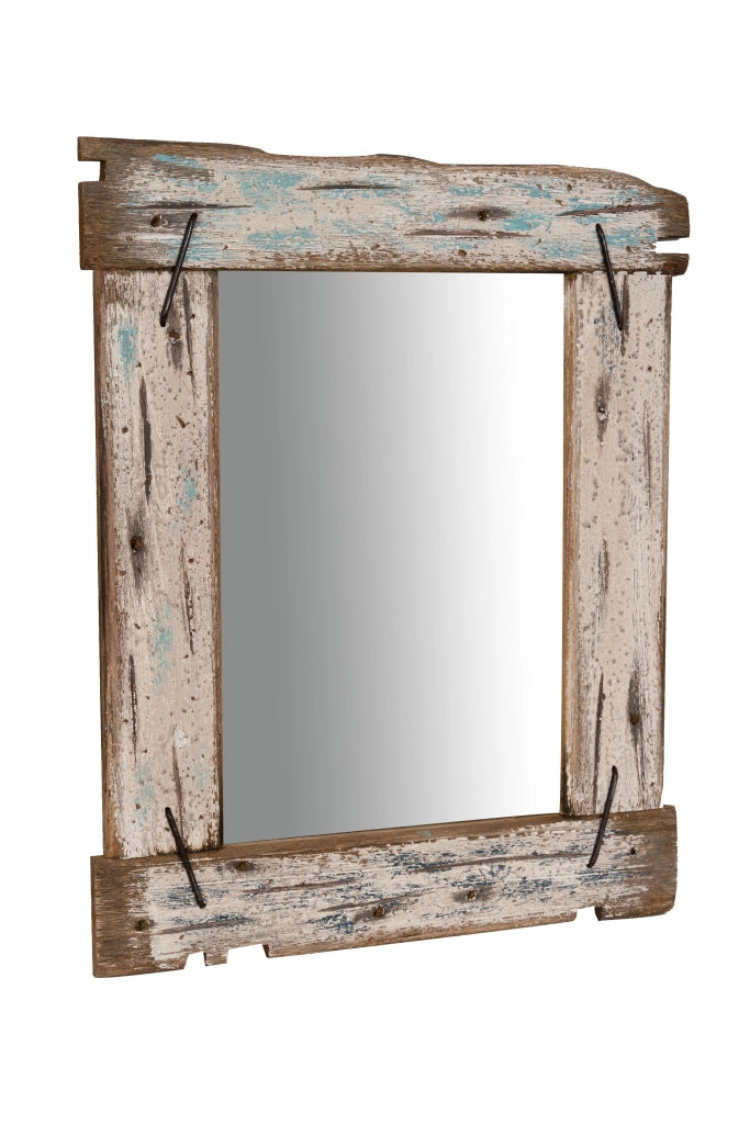 Biscottini Specchio da parete in legno massello L48xPR3xH59 cm effetto antico dipinto