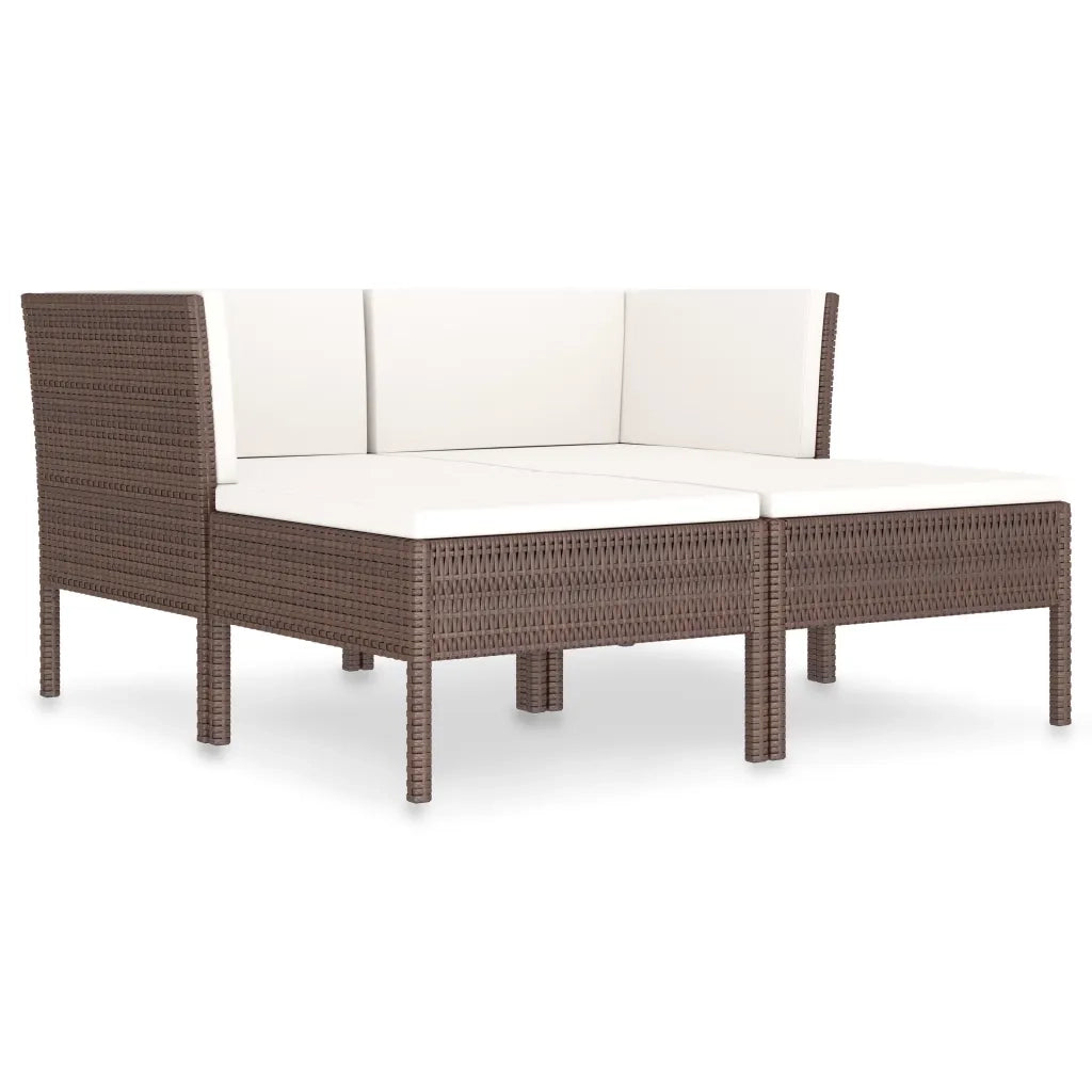 Set Divani da Giardino 4 pz | Set Salotto da Giardino con Cuscini in Polyrattan Marrone
