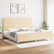 Giroletto con Testiera-Struttura Letto con testiera Crema 200x200 cm in Tessuto