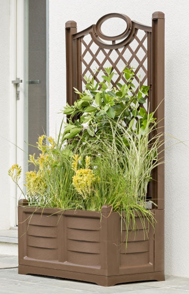 Fioriera separè legno "bama" con spalliera cm.80 diversi colori Colore: CAPPUCCINO