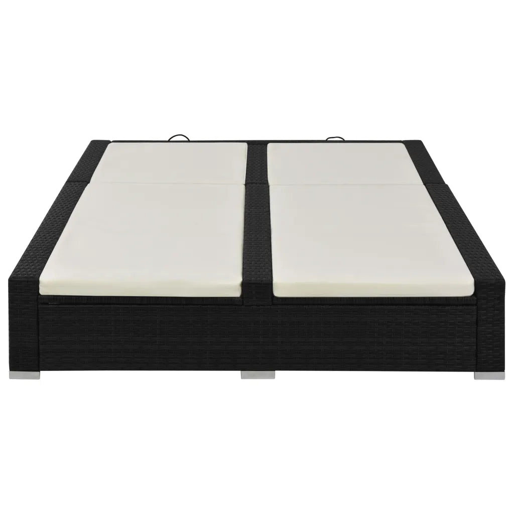 Lettino Prendisole | Sdraio da giardino | Lettino da sole Doppio in Polyrattan Nero