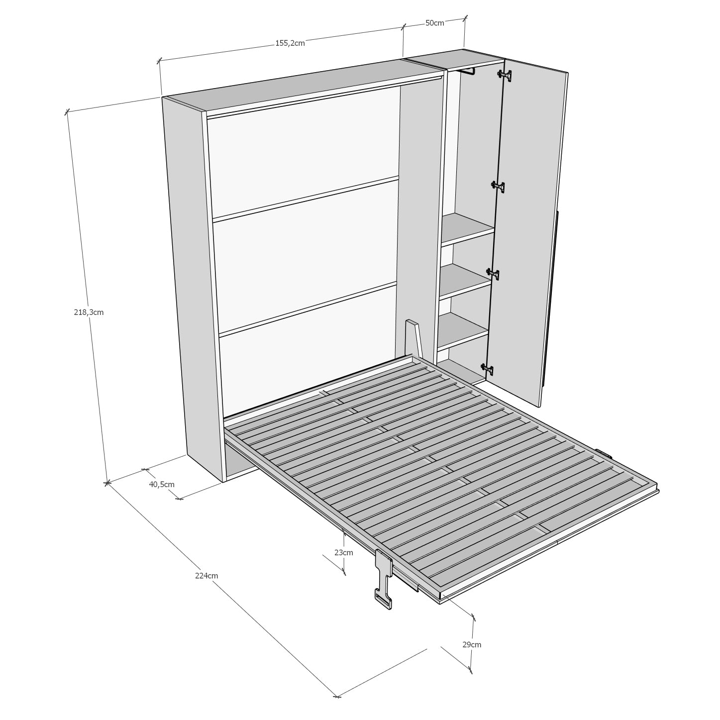 Letto Matrimoniale Francese A Scomparsa 140 Versia Con Armadio 1 Anta Sx Bianco