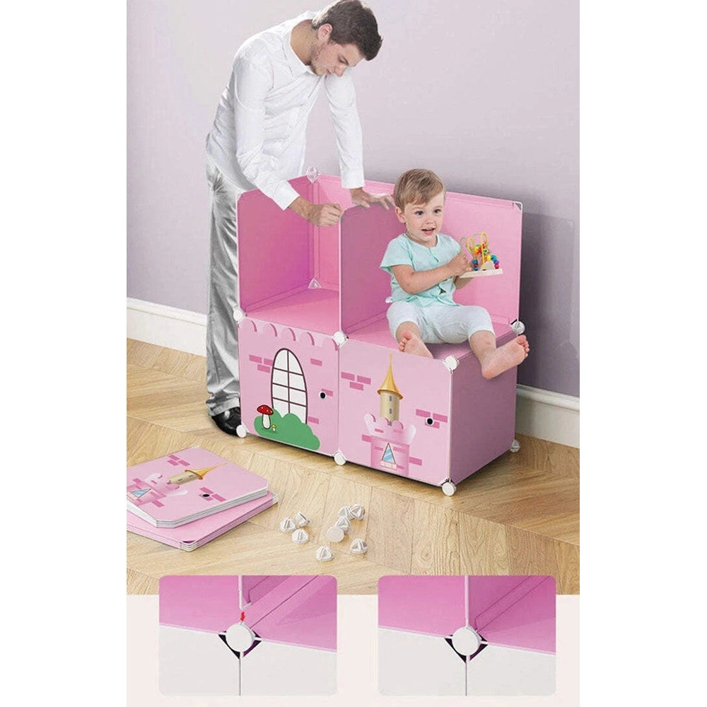 Trade Shop - Armadio Modulare Per Bambini Mobile Portaoggetti Giochi Organizer A Castello Con 10 Cubi -