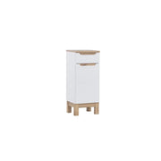 Mobile bagno ERMANO – Rovere chiaro e bianco lucido – 35x86 cm – 1 porta – Da posizionare