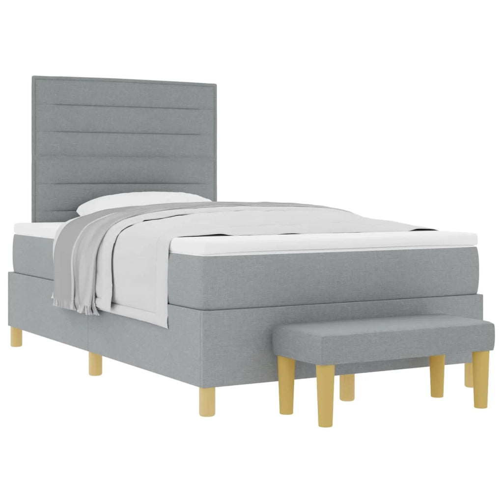 Letto a molle con materasso Grigio chiaro 120 x 200 cm Tessuto