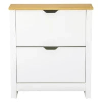 Scarpiera Moderna per 12 Paia Max con 2 Cassetti Regolabili e Rimovibili, in Legno, 72x26x80 cm, Bianco