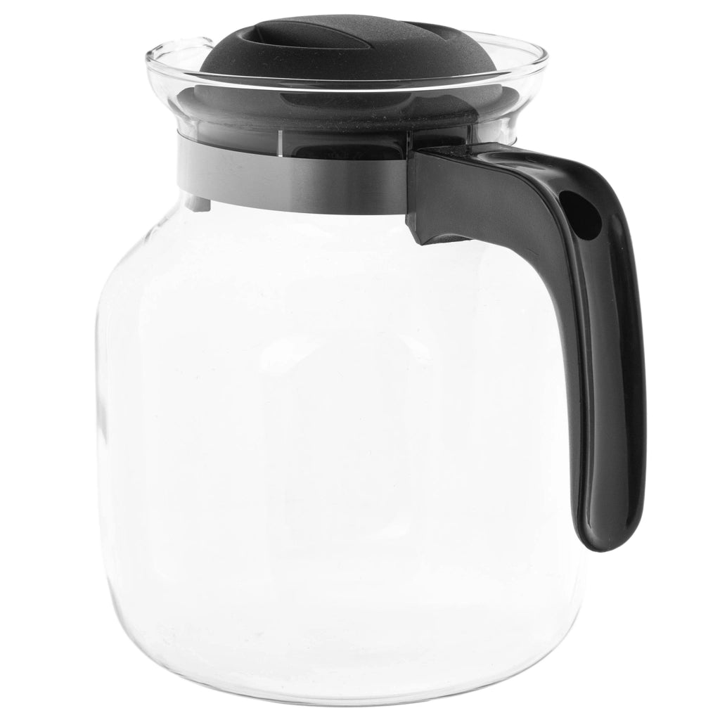 KADAX Brocca in vetro per tè e caffè da 1,5 l, resistente al calore, con coperchio, colore nero.