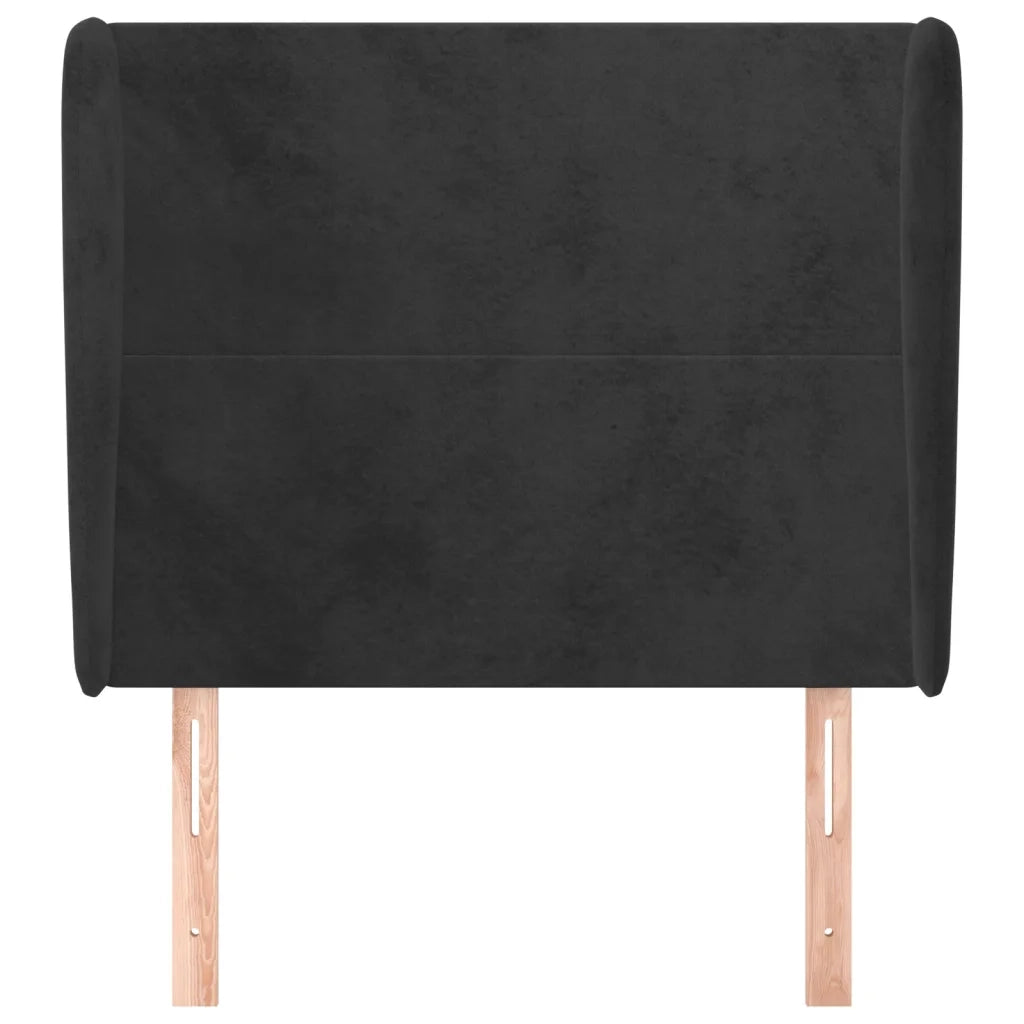 Testiera ad Orecchio-Testata con Orecchie Nera 93x23x118/128 cm in Velluto 395325