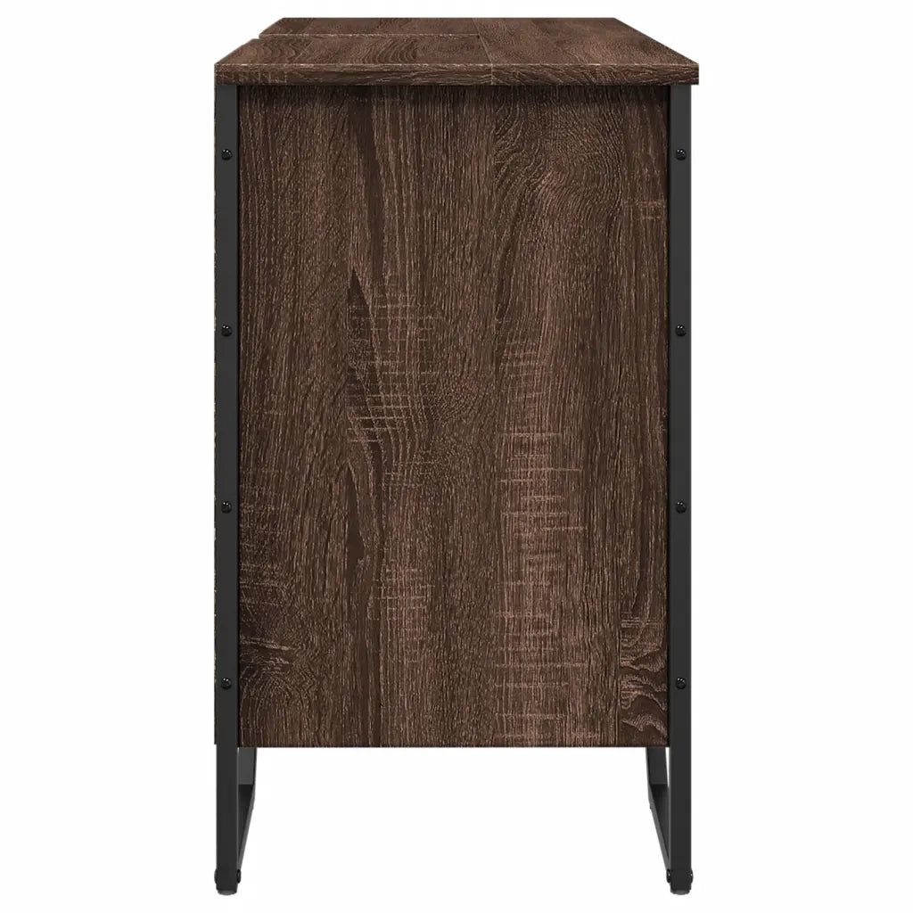 Mobile Lavabo Bagno-Armadietto da bagno Rovere Marrone 91x35x60cm in Truciolato 891034