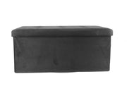Pouf Contenitore Imbottito Pieghevole Modello Double Velvet Colore Nero