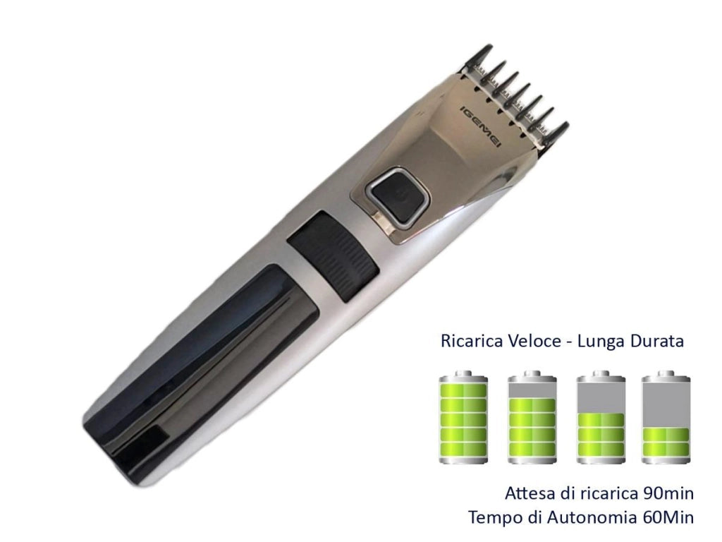 GEMEI GM-802 Tagliacapelli Elettrico Professionale Display Batteria Litio Ricarica Veloce