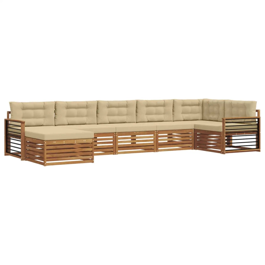 Set di divani da esterno con cuscino 7 pcs Naturale e Beige