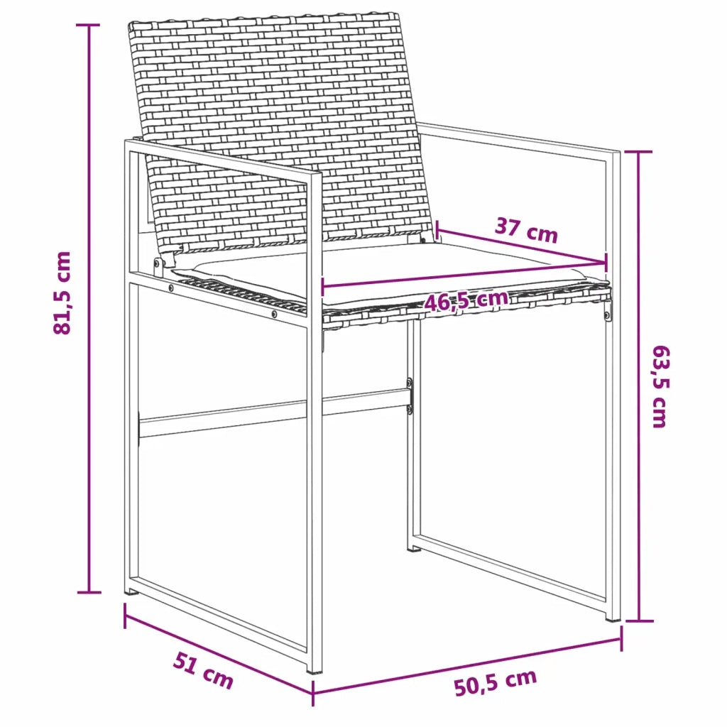 Set da Pranzo per Giardino 5 pcs Nero e Crema polyrattan