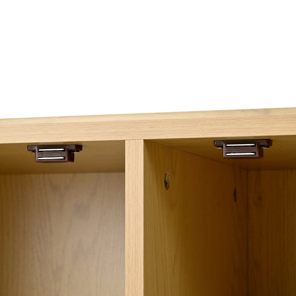 Scarpiera con 3 ante 1 cassetto e 5 ripiani, mobile contenitore per ingresso con gambe in legno, 120 × 35 × 106 cm