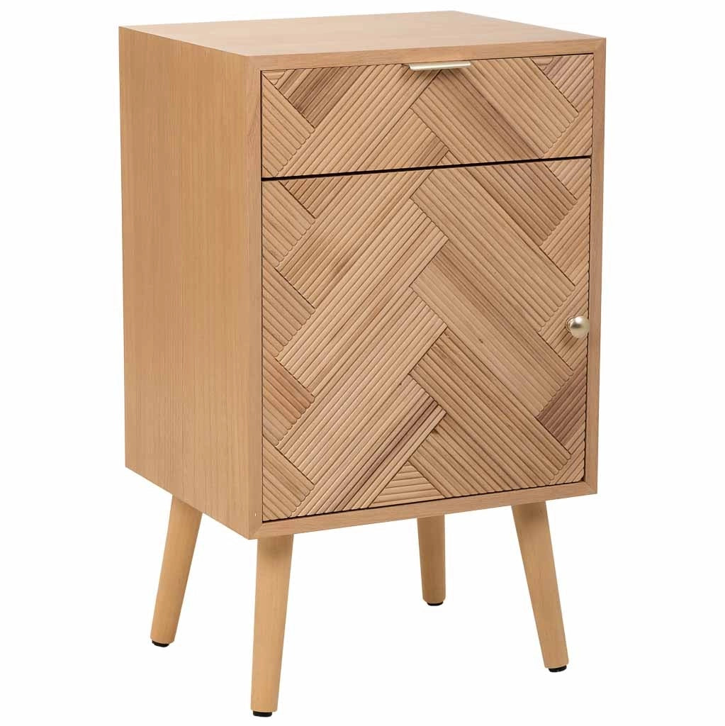 Comodino in legno con 1 porta e 1 cassetto marrone 42x34x70