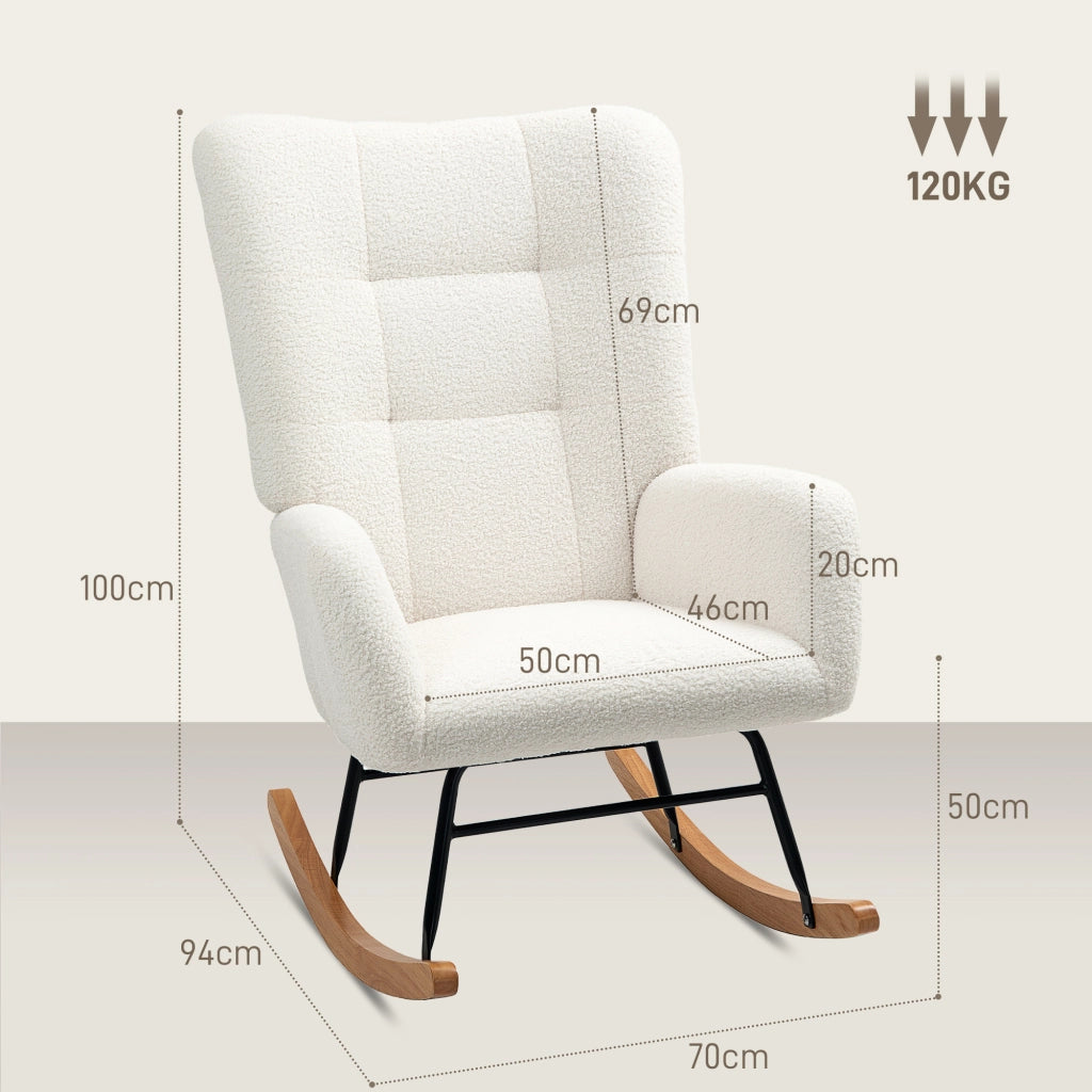 POLTRONA A DONDOLO 70 x 94 x 100 cm Teddy Bianco crema