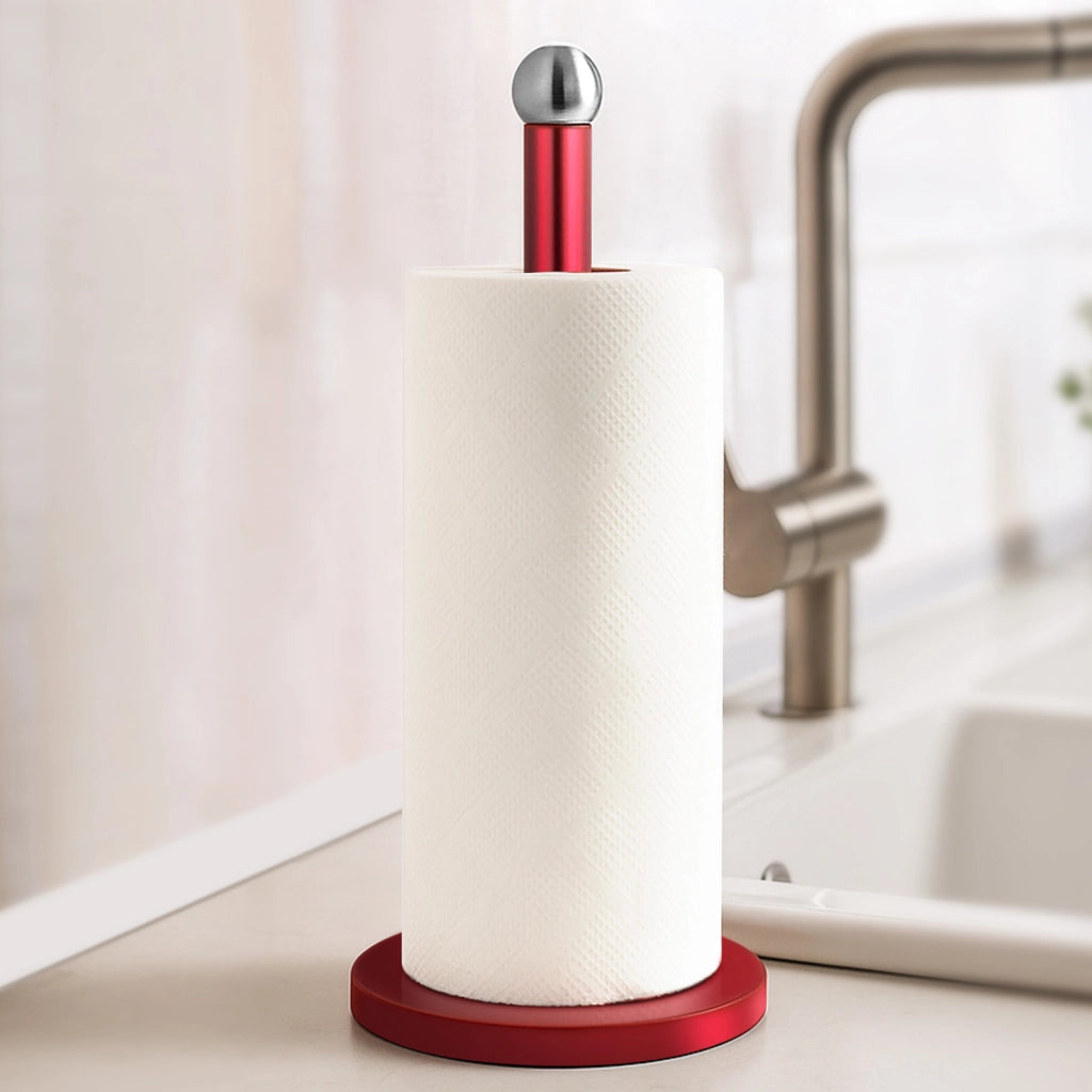 Portarotolo da cucina con effetto metallizzato e base pesante Stabile Rosso Cheffinger