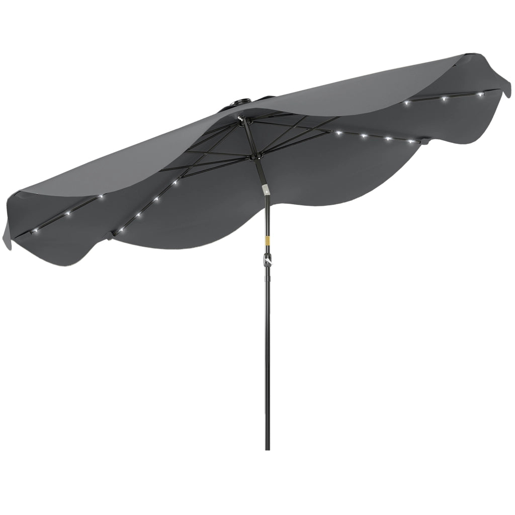 Ombrellone da giardino con luci LED solari ¨C zephmum ¨C grigio ?292x254 cm