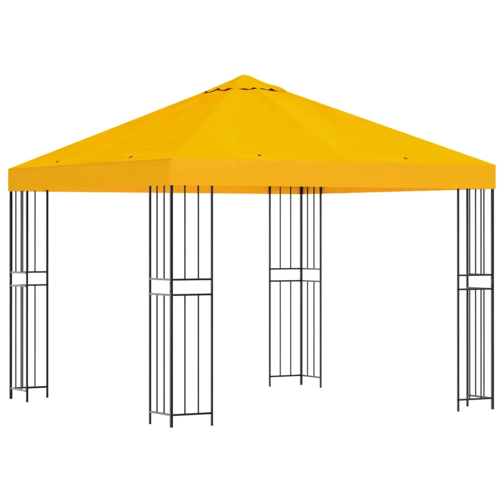 Gazebo | Pergolato 3 x 3 m Giallo Poliestere e Acciaio 190 gsm