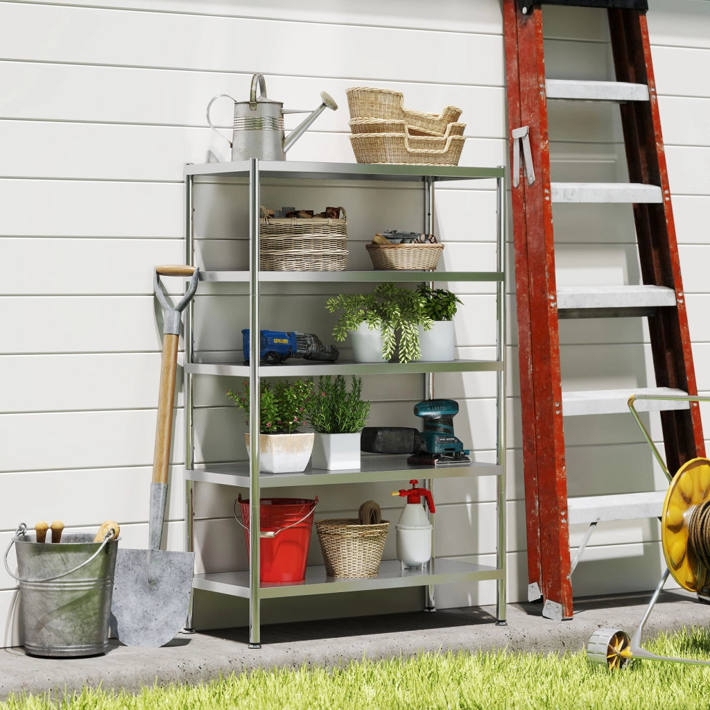 Scaffale 5 Livelli Regolabile ¨C Minimal ¨C Acciaio Inox 91x40x139 Argento