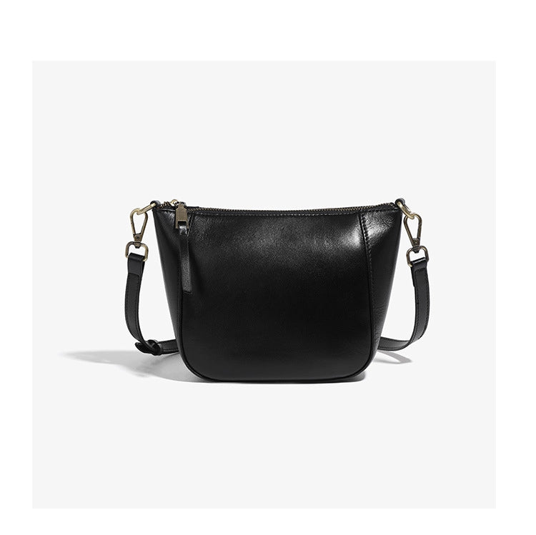 Borsa a tracolla da donna in vera pelle, elegante borsa tote nera