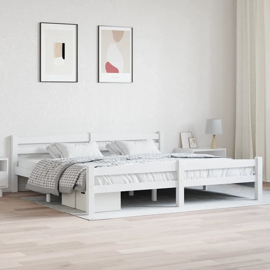 Letto matrimoniale | Letto per adulti | Giroletto senza Materasso Bianco 200x200 cm Legno Massello Pino