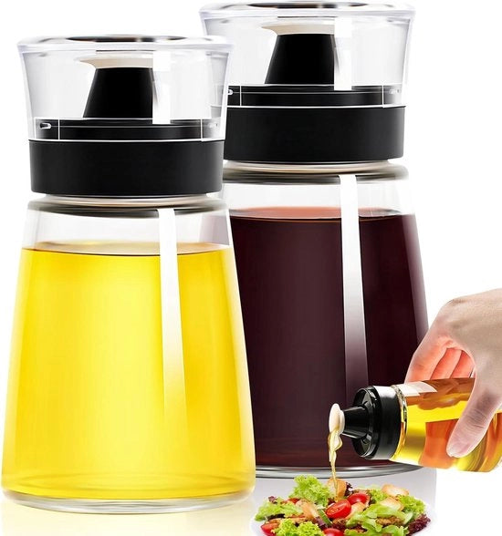 Dispensatore di olio da cucina 160 ml - Reservoio di olio in vetro per cucina - Dispensatore di olio riutilizzabile - Set di dispensatori di olio e aceto.