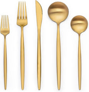 Set di posate in oro con 40 pezzi, adatto per 8 persone, set di posate in acciaio inox, posate in oro, posate comprensive di forchetta, coltello e cucchiaio, adatto per cucina domestica, ristorante, matrimonio, finitura in seta
