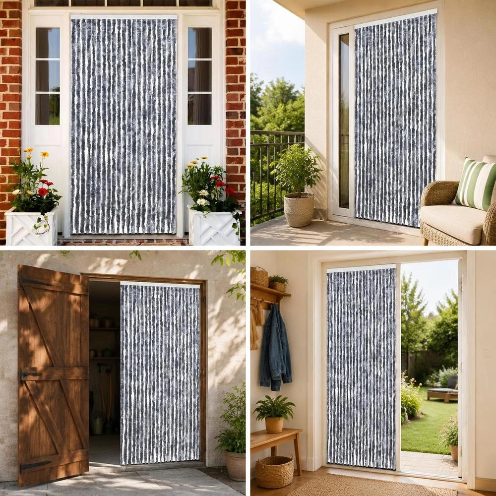 Insect Screen Curtain, Silver, 90x200 Cm, Chenille