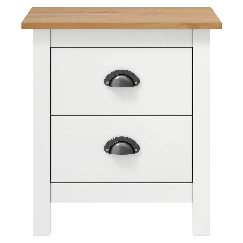 Comodini Hill Bianchi 2 pz 46x35x49,5 cm Legno Massello di Pino 288910