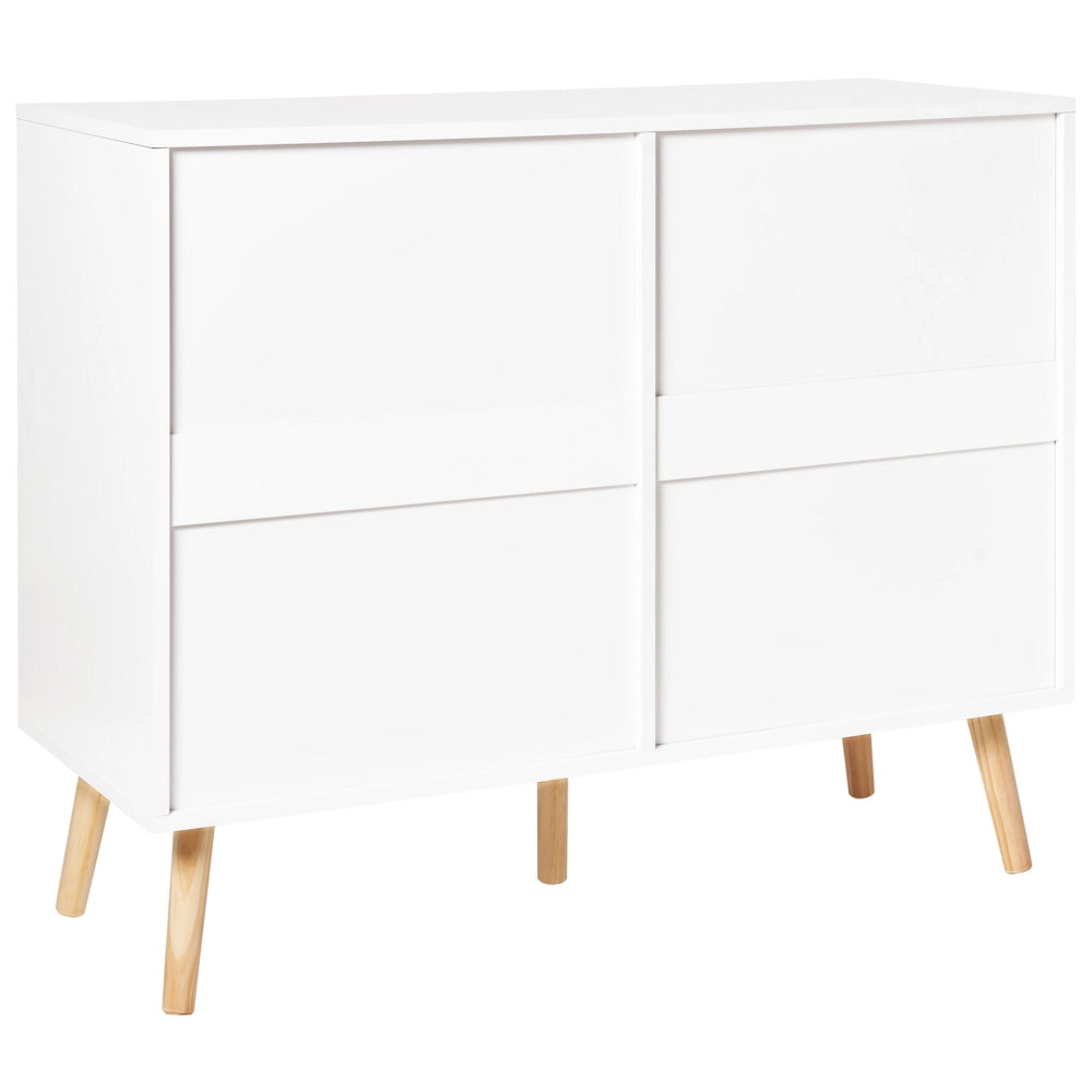 Cassettiera bianca 6 cassetti con gambe in rovere Moderna Scandinava