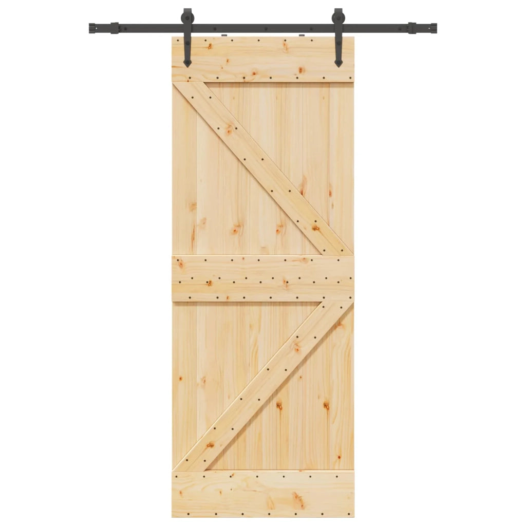 Porta scorrevole NARVIK Naturale e Nero 80 x 210 cm (152,5 cm)