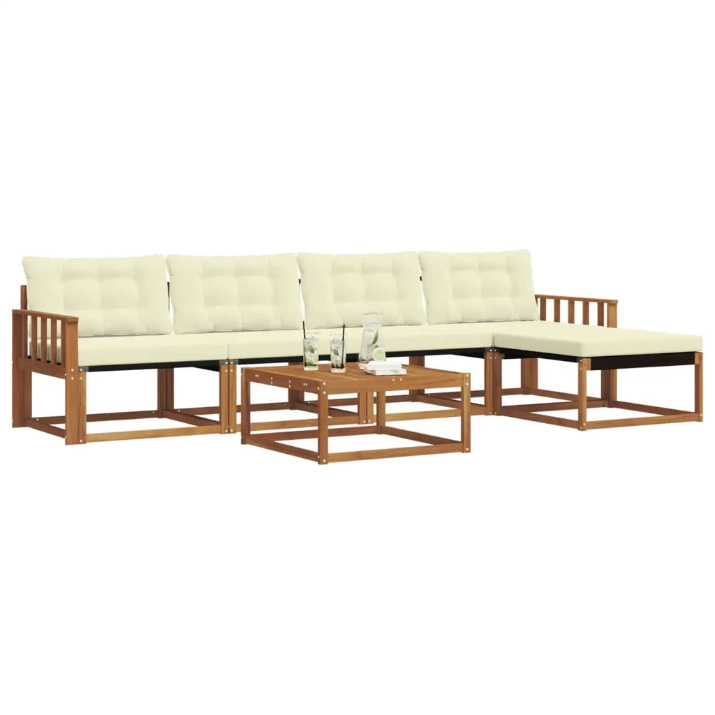 Set di divani da esterno con cuscino 6 pcs Naturale e Crema 3369381
