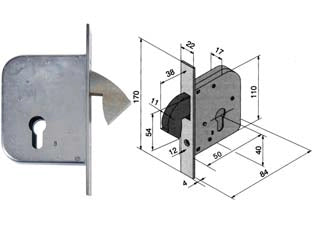 SERRATURA PER PORTE E CANCELLI SCORREVOLI A GANCIO RIENTRANTE 068  mm.50 (06850000)    WELKA