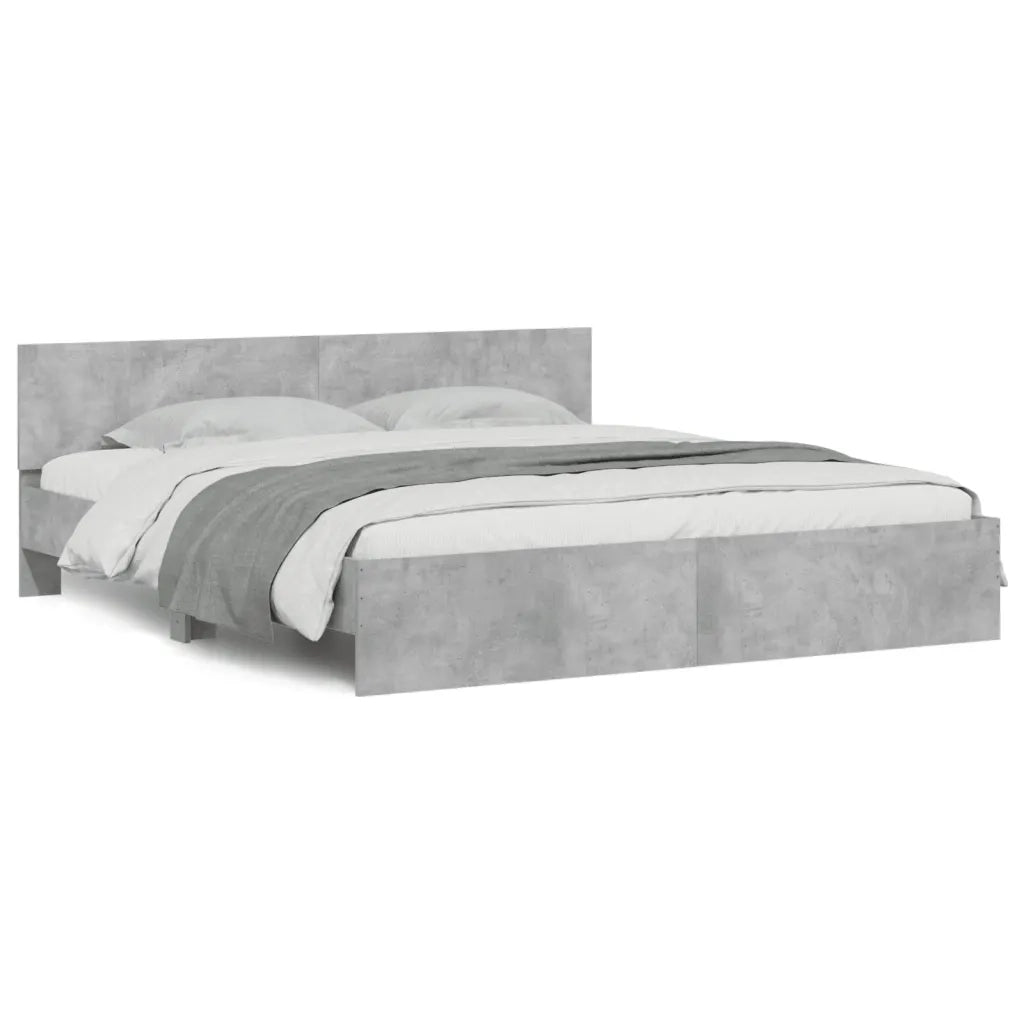 Letto matrimoniale | Letto per adulti | Giroletto con Testiera Grigio Cemento 160x200 cm