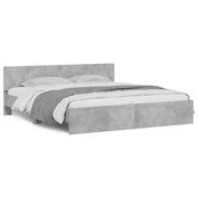 Letto matrimoniale | Letto per adulti | Giroletto con Testiera Grigio Cemento 160x200 cm