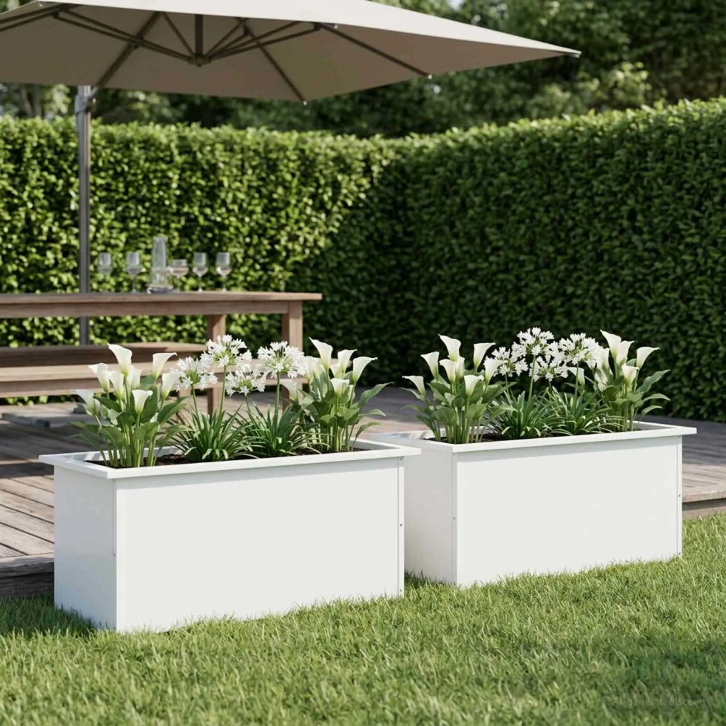 Fioriera da giardino con LED 2 pz Bianco 40 x 80 x 40 cm 8008157