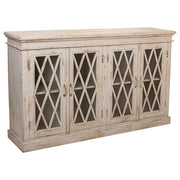 Credenza in legno e vetro artigianale bianco 170x40x100