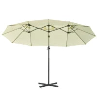 Ombrellone Doppio in Acciaio e Poliestere Anti-UV Impermeabile, 445x270x260cm, Beige