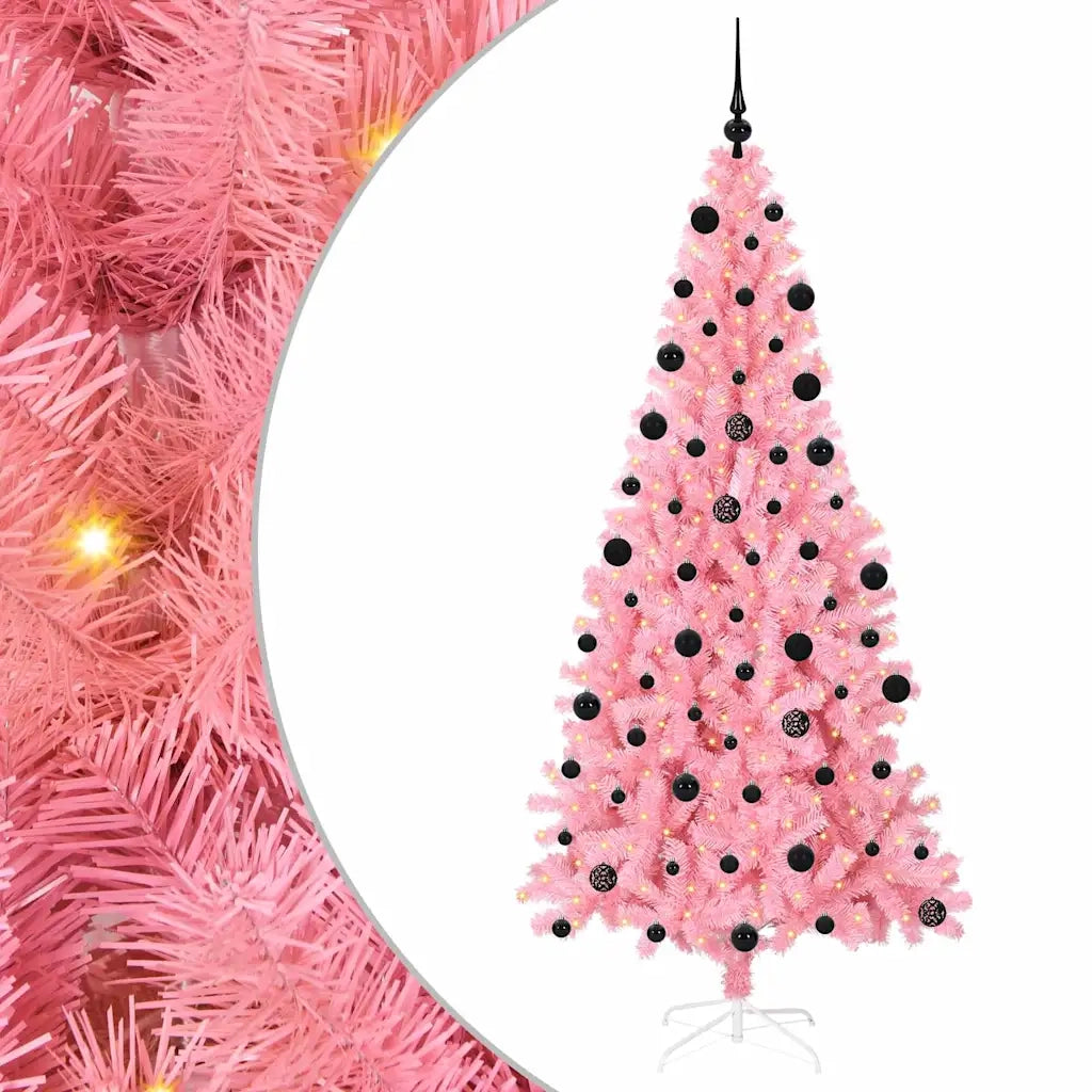 Albero di Natale | Decorazioni natalizie con 300 LED con supporto Rosa 210 cm PVC