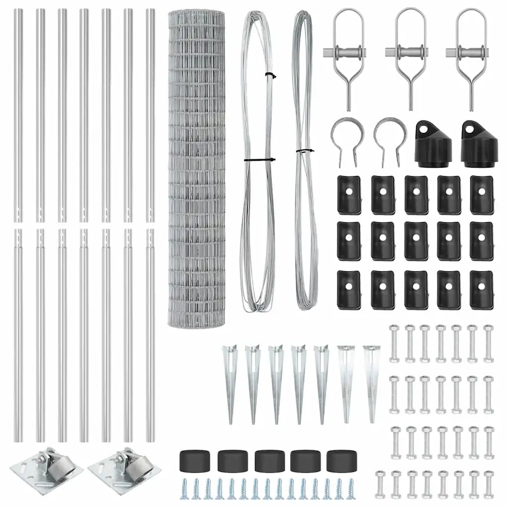 Recinzione da Giardino | Recinzione con Posto Argento 1,5 x 10 m Acciaio